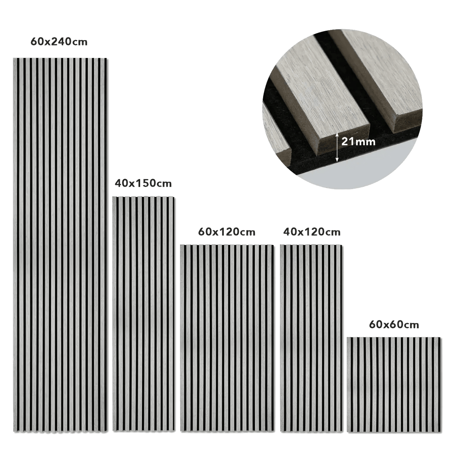 Akustikpaneel Eiche hellgrau 150x40 cm - Vivodo Onlineshop